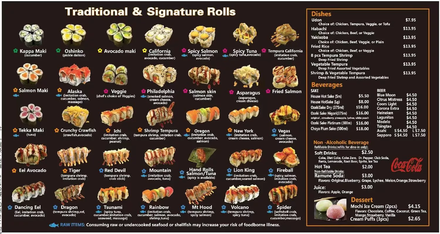 Menu oishiisushi
